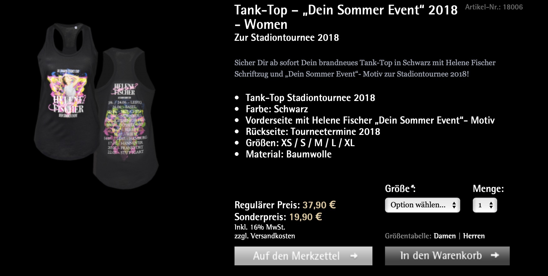 Satte Rabatte im Helene Fischer Fanshop