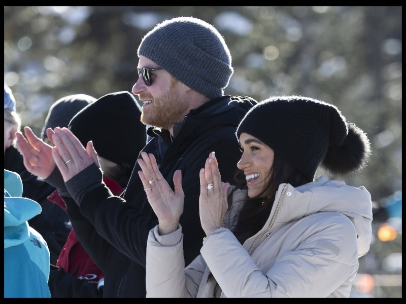 14/02/2024. Whistler, Canada. Prince Harry and Meghan Markle, the Duke and Duchess of Sussex, at a training camp in Whistler, Canada, as part of a series of one year to go events for next years Invictus Games. PUBLICATIONxINxGERxSUIxAUTxHUNxONLY xStephenxLockx/xi-Imagesx IIM-24993-0094