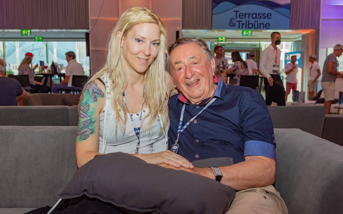 20210815 A1 CEV EuroBeachVolley Vienna 2021 - Day 5 VIENNA, AUSTRIA - AUGUST 15: Simone -Bienchen- Reilaender and Richarld Lugner in the VIP area on Day 5 of the A1 CEV EuroBeachVolley Vienna 2021 at Red Bull Beach Arena on August 15, 2021 in Vienna, Austria. 210815_SEPA_17_001 Copyright: xIsabellexOuvrardx SEPAxMedia